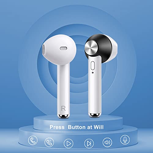 Bluetooth Headphones V5.3 True Wireless Earbuds Press Button Control 48H Earphones Aviation Aluminum Sound Chamber Stereo Headset Long Battery Life With Led Power Display & Built-In Mic For Phone #TOP4