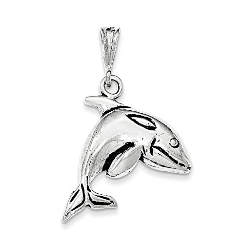 Sterling Silver Antiqued & Textured Whale Pendant