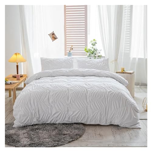 Juego de funda nórdica plisada con fundas de almohada de color liso 4