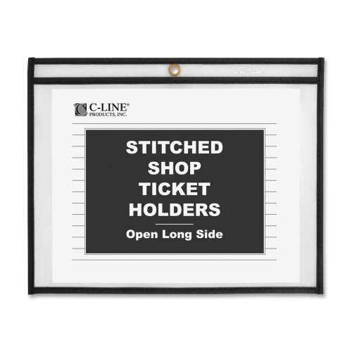 Wholesale CASE of 10 - C-Line Side Load Stitched Shop Ticket Holders-Shop Ticket Holders, Stitched, Horz-9"x12", 25/BX, CL