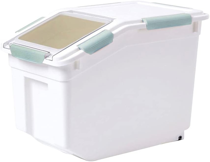 Airtight Pet Food Storage Container with Wheel and Lid Plastic Pet Food Bin 33lb for Home Kitchen Dog Cat Bird Fish Food Rice Grain Cereal Storage : Pet Supplies