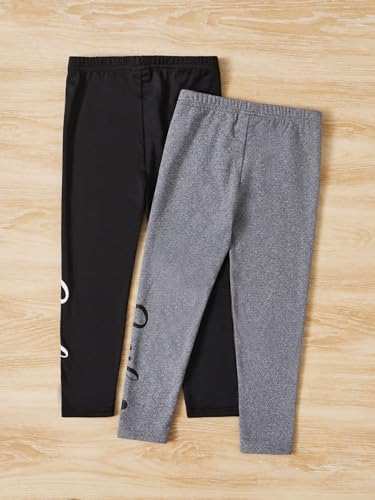 Floerns Girl's 2 Pcs Elastic Waist Letter Print Running Active Legging Pants2