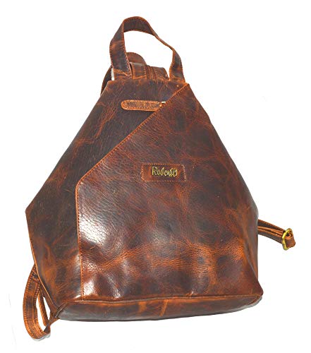 Preisvergleich Produktbild flevado Echtes Leder stabiler Damen City Rucksack Multi Fuktions-Rucksack dunkelbraun