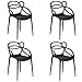 Totò Piccinni Sedia INFINITY EYE Impilabile Design Moderno in Polipropilene (Nero, 4 Pz)