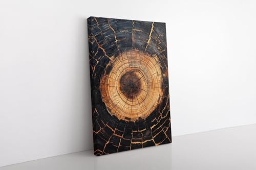 Tableau souche d'arbre carbonisé en impression haute définition sur toile tendue déco moderne