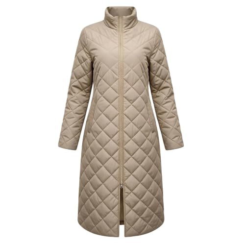 Long Puffer Coat Women Lightweight Duster Quilted Jacket with Stand Collar - image 5