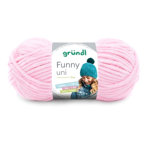 Gründl Laine Funny uni – laine chenille douce pour crocheter – douillette et douce pour la peau – 100% polyester – 1 pelote 100 g / 120 m – taille...