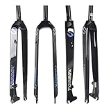 Forcella Larghezza: 100mm Mountain Bike MTB Fork/bivio, Suspension Forcella Anteriore, Laccato Lucido, 26/27.5/29 Pollici in Fibra di Carbonio Diritta Tubo Rigido della Forcella Anteriore (Size : 26\