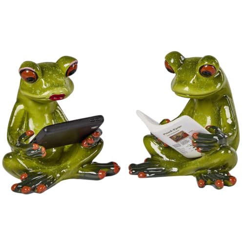 Figurines grenouille avec tablette et journal | Statuettes de 7 cm en polyrésine - 2