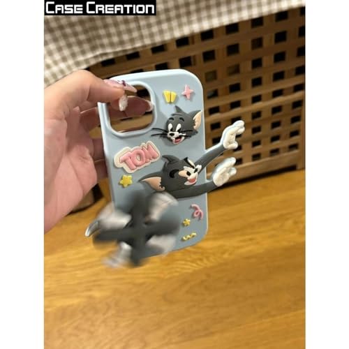 Image of COVERLY for iPhone 12 Pro Cartoon Case, 3D Fidget Spinner Funny Spin Cute Full Protective Back Case Soft Silicone Stylish Fashion Aesthetic Cover for Apple iPhone 12 Pro (Blue)