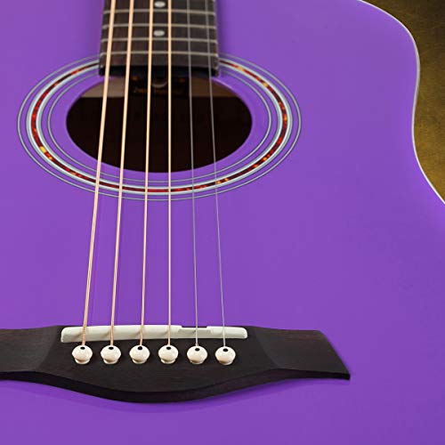 Hola! Music Acoustic Guitar Bundle for Beginners and Kids - 3/4 Size (36") Guitars - "Purple"