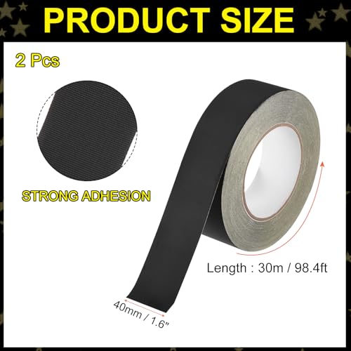 Image of MECCANIXITY 2Pcs Insulating Acetate Roll Cloth Adhesive Tape, 1.6in x 98ft Black Electrical Heat Resistant Fabric Tape for Laptop Electric Automotive Guitar Repair Wire Harness
