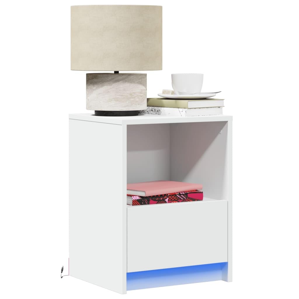Moderner Nachttisch mit RGB-LED-Beleuchtung und Schublade aus langlebigem Holzwerkstoff für Schlafzimmer und Wohnbereich