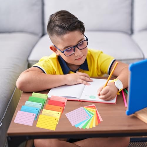 Chiluxendo 1000 Blätter Karteikarten A8, Moderationskarten, Lernkarten Flashcards, Vokabelkarten Bunt, Karteikarte mit 10 Binderingen, für Unterwegs Lernen Notizen Schule Büro Zuhause(10 Farben)