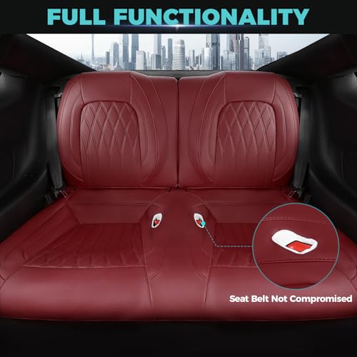 Image of Custom Fit Seat Covers for Ford Mustang Coupe 2015-2025, WineRed