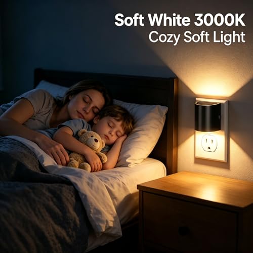 Roche Jaune Night Lights Plug into Wall [2 Pack], Night Light, Dusk to Dawn Sensor Soft Warm LED Glow with 3-Level Dimmer, Plug in Night Light for Bathroom, Hallway, Bedroom, Kids Room — view 5