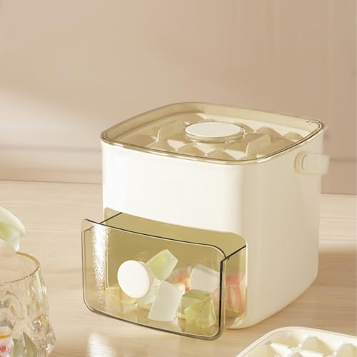 Juego de bandejas de cubitos de hielo, con contenedor de almacenamiento de gran capacidad, 48 cubos para moldes, fácil liberación, apilable, para licuados y refrigeradores