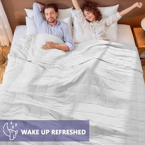 Image of King Size Weighted Blanket for Adults (30 lbs, 80 inch x 87 inch, White) Cooling Heavy Blanket for Sleeping Perfect for 290-310 lbs, Breathable Blanket for Adults & Couple All Season, Machine Washable