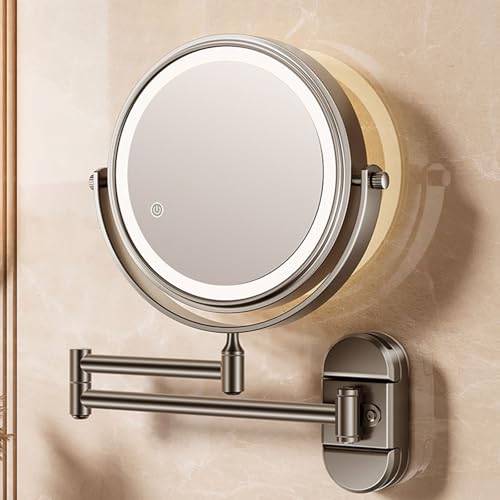 Miroir maquillage grossissant LED salle de bain miroir double face réglable 360