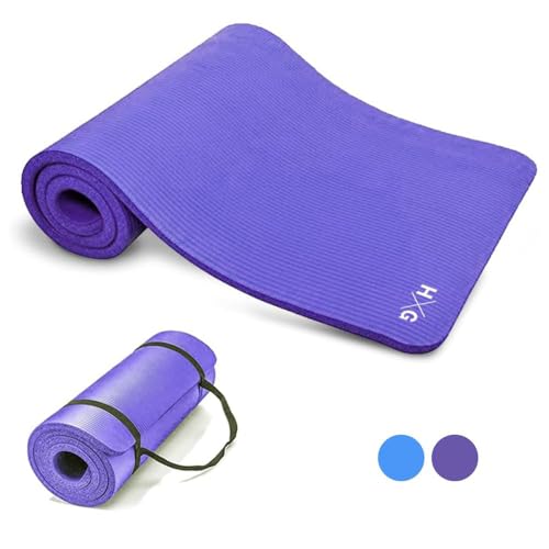 HxG. Esterillas de Yoga Pilates Fitness para gimnasio en casa antideslizante, alfombra suave y cómoda para hacer ejercicio (Violeta NBR)