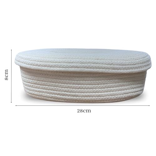 Image of BOBBINY Jute Cotton Tissue Box Holder, Handcrafted Tissue Container for 100 Pulls Natural Tissue Holder for Office Living Bedroom Car Desk Dining Table Home Decor (Off White, Design 1)