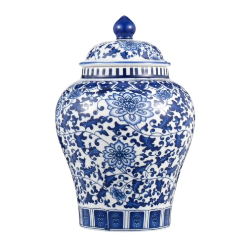 Small Blue and White Ginger Jar with Lid...