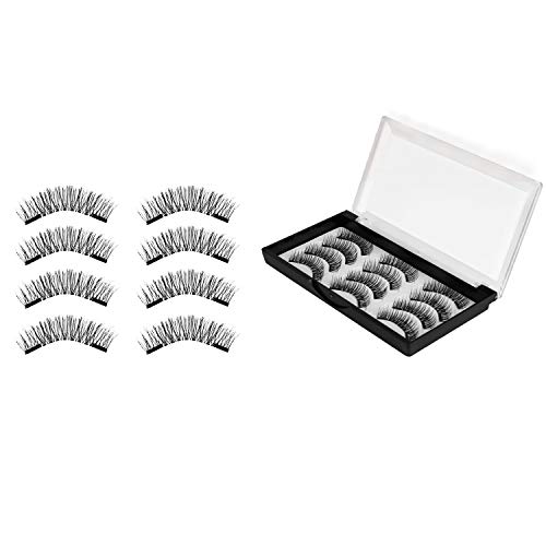 Dual Magnetic False Eyelashes, 3D Fiber Magnetic Lashes Extension- Best Reusable and Easy to Apply,Long Lasting Natural and Professional Eye Lash,with Free Eyelash Tweezer (12pairs) -