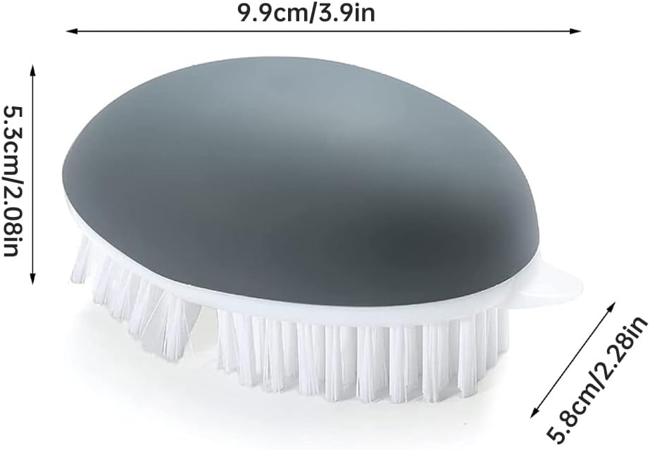 2 Piece Vegetable Brushes,Non Slip Grip Vegetable Brush with Dots Remover for Washing Fruit Mushrooms Pumpkin Carrot and Potato(Grey)