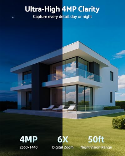 Image of Solar Camera Outdoor Wireless 4MP -2.4G&5G WiFi Security Camera with Integrated Solar Panel, Color Night Vision, Compatible with Alexa