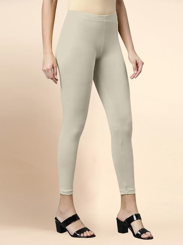 Image of TRENDMALLS Women's Microfiber Elastane Stretch Soft Cropped Leggings with Ultrasoft Waistband for Women