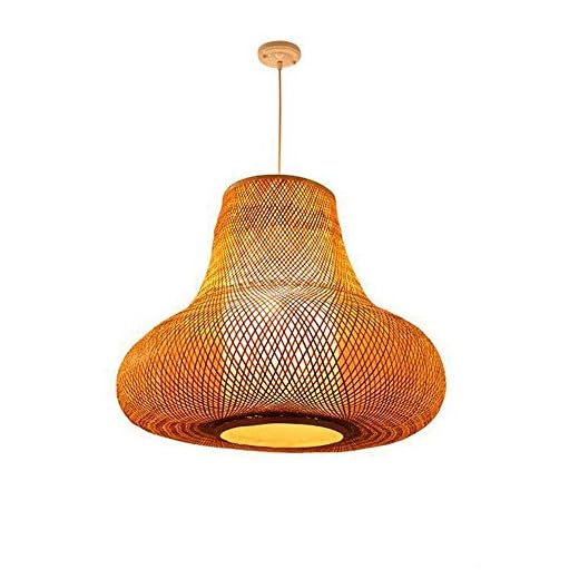 DIY Vävd Bambu Ljuskrona Kinesisk Hänglampa Matsal Sushi Plats Te Sovrum Taklampa Höjd Justerbar Armatur Edison E27 Rotting Rotting Lampskärm 27.6 * 21.7in