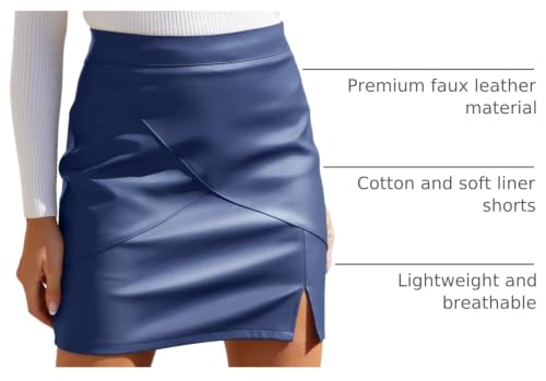 Image of We1Fit Womens Fuax Leather Skirt High Waisted Bodycon Pencil Mini Skirts with Shorts