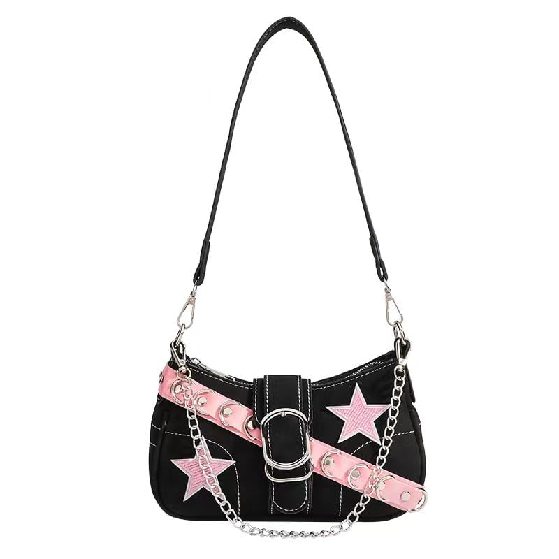 Cute Y2k Purse, Black y2k Shoulder Bag Crossbody Purse, Y2Ks Accessories Goth Punk Style Bag for Women Girl2