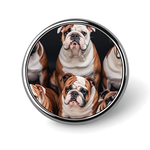 Pin de solapa de bulldog inglés, bonito broche de metal, insignia redonda de moda para camisas, sombreros y chaquetas, accesorio de moda único, regalo para hombres y mujeres.