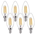 FLSNT 60W Equivalent LED Chandelier Light Bulbs, Dimmable LED B11 E12 Candelabra Base Bulbs, 3000K Warm White, 500LM, 6 Pack