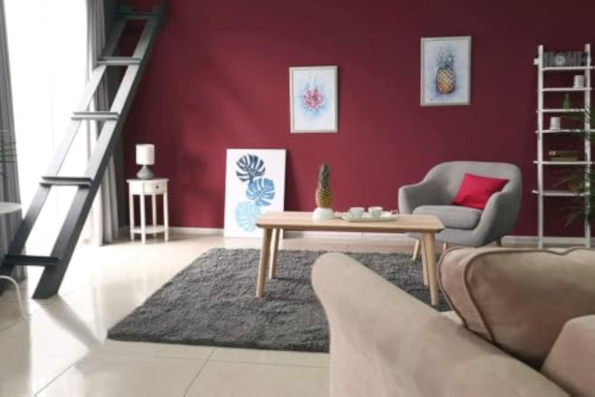 Velvet Wallpaper Peel and Stick Burgundy Felt