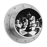 Echanical - Temporizadores de cocina de 60 minutos en blanco y negro con temporizador de cuerda de ajedrez con alarma fuerte, no requiere pilas, recordatorio de cuenta regresiva magnético, para