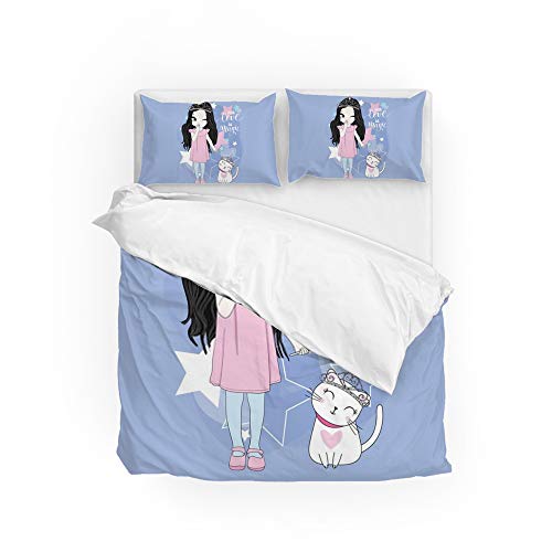 Parure de lit ultra doux avec motif chat housse couette polyester king - 3