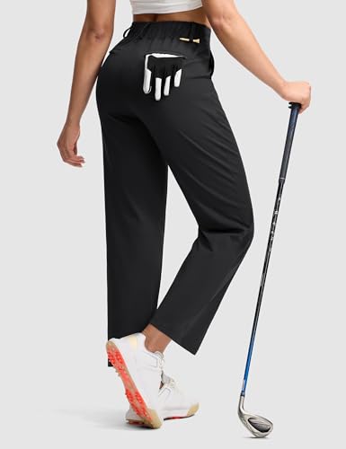 Women's Golf Pants Fleece-Lined Stretch Travel Pant with Zipper Pockets Loose Dressy Business Work Casual Slacks3