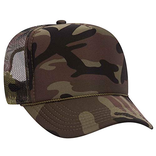 OTTO Venta al por mayor 12 x espuma de poliéster frente 5 paneles alta corona malla trasera sombrero camionero - (12 piezas), Camo 008, talla única