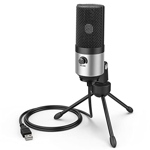 Microphone USB en métal avec bouton de volume pour enregistrement vidéo