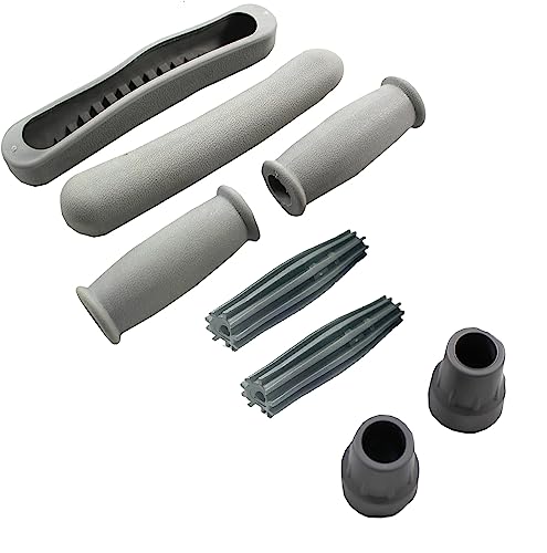YWY - Crutches Pad, Cushion crutches and Hand Grip Crutches Replacement, Gray Rubber underarm Cushions, Hand Grips for Aluminum Crutches, Crutch Accessory, 8 Pieces ( 2 Cushions, 2 Hand Grips, 2 inner hand grips,2 cane tips)