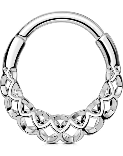 OUFER 16G Septum Rings, 316L Surgical Steel Septum Jewelry, Silver Daith Piercing Jewelry Septum