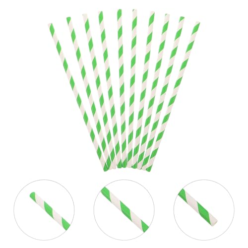 Housoutil 100 pitillos de papel rayados verdes miniatura 7