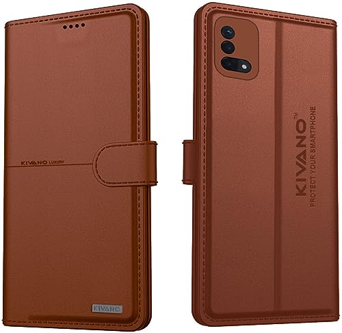 Image of KIVANO Compatible with Oppo A74 5G Flip Cover | Leather Finish | Inside Pockets & Inbuilt Stand | Shockproof Wallet Style Magnetic Closure Back Cover Case