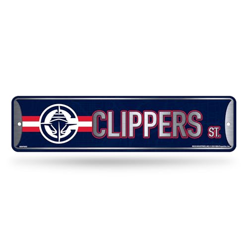 Rico Industries NBA Basketball Los Angeles Clippers Metal Street Sign 4" x 15" Home Décor - Bedroom - Office - Man Cave