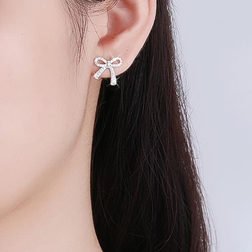 Bow Earrings for Women Trendy Sparkly Rhinestone Chain Tassel Earrings Bow Pearl Dangle Earrings Prom Wedding Party Dress Jewerly Gifts3