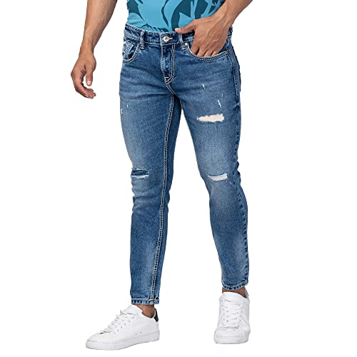 Image of Spykar Men's Kano Slim Fit Mid-Rise Jeans (Ankle Length)