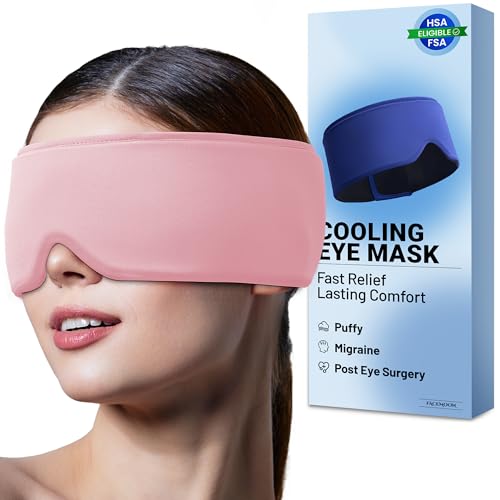 Cooling Eye Mask for Spa Care - Ultra-Flexible Ice Gel for Morning Depuffing & Dark Circles - 360° Eye Coverage - Luxury Self-Care Gifts - Cold Compress for migraines - Reusable Comfortable Pink