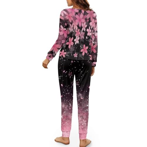Image of Women's Pajamas Set Soft 2 Piece Loungewear Long Sleeve Pj Set Matching Sleepwear with Pockets for Women Plus Size
